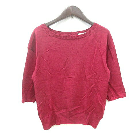 【中古】ボールジー BALLSEY トゥモローランド ニット カットソー 七分袖 ウール 38 M 赤 ワインレッド..