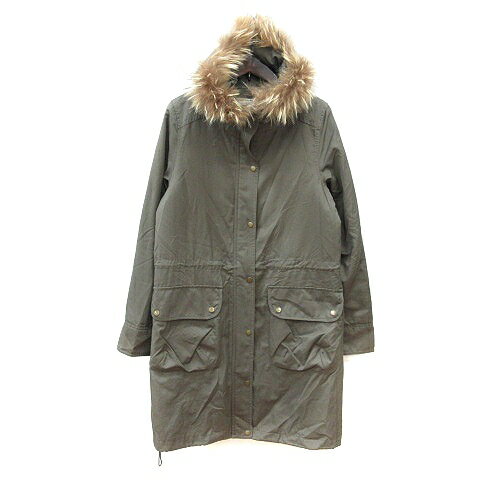 【中古】ナチュラルビューティーベーシック NATURAL BEAUTY BASIC ミリタリーコート 総裏地 ラクーンファー M 緑 カーキ /MN レディース 【ベクトル 古着】 250804(4)