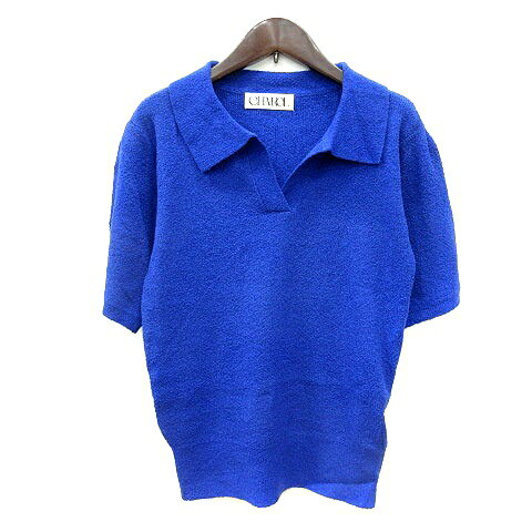 【中古】シャロル CHAROL ポロシャツ ニット スキッパーカラー 半袖 F 青 ブルー /MN レディース 【ベクトル 古着】 250818