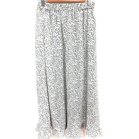 【中古】ヘレンチア HERENCIA スカート フレア ロング 総柄 38 アイボリー 黒 ブラック /RT レディース 【ベクトル 古着】 250825