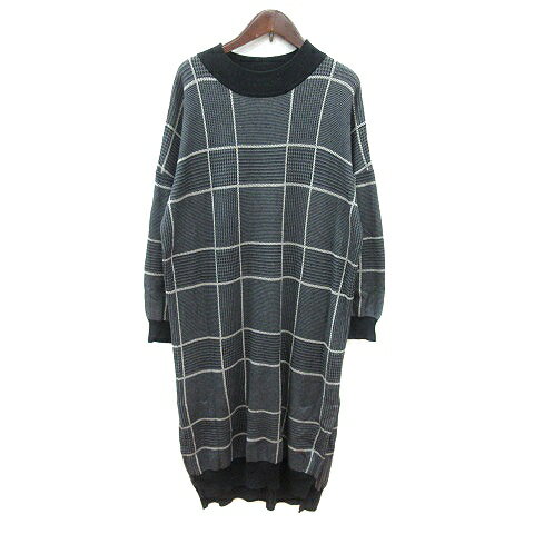 【中古】ルッキリル rukkilill ワンピース ニット ミモレ ロング グレンチェック 長袖 F グレー /MN レディース 【ベクトル 古着】 250825