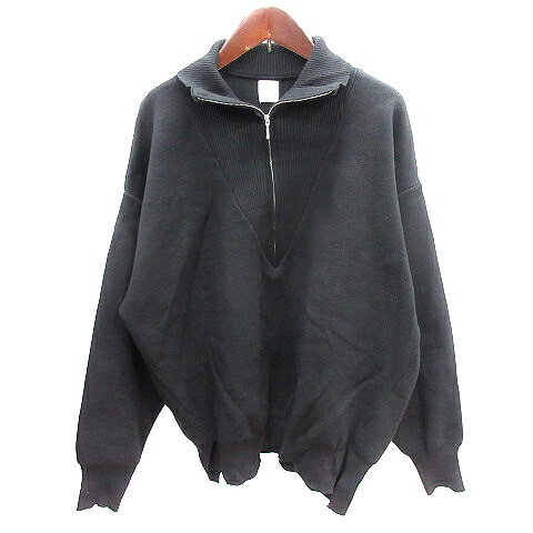 【中古】アーシー earthy ニット カットソー ハーフジップ オーバーサイズ 長袖 F 黒 ブラック /AU レディース 【ベクトル 古着】 250822
