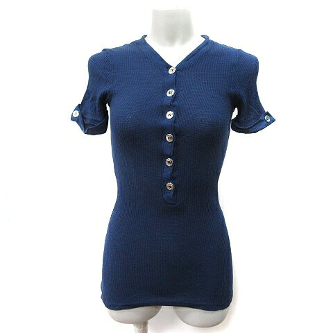 【中古】MIMI&COCO カットソー リブ 半袖 XS 紺 ネイビー /YI レディース 【ベクトル 古着】 250902