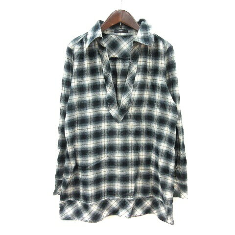 【中古】コムサイズム COMME CA ISM チュニック チェック 長袖 L 紺 ネイビー /MN レディース 【ベクトル 古着】 250828
