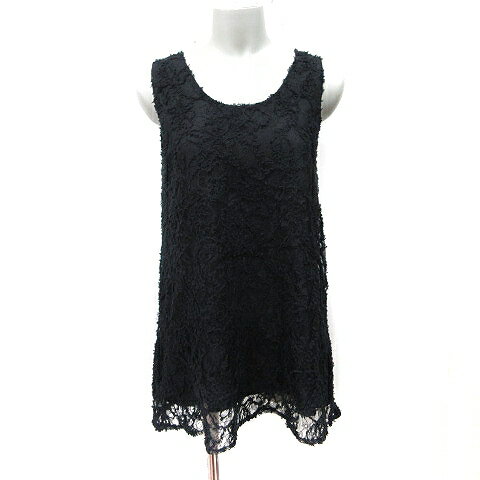 【中古】ラウンジドレス ガリャルダガランテ Loungedress GALLARDAGALANTE チュニック ノースリーブ 刺繍 F 黒 ブラック /YI レディース 【ベクトル 古着】 250905