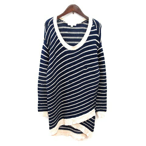 【中古】ジルスチュアート JILL STUART ワンピース ニット ミニ 総柄 長袖 M 紺 ネイビー /MN レディース 【ベクトル 古着】 250901
