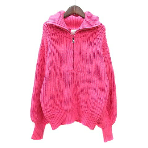 【中古】アマイル AMAIL ニット セーター ハーフジップ 長袖 F ピンク /MN レディース 【ベクトル 古着】 250917