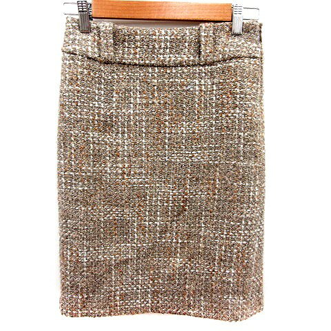 【中古】エムプルミエ M-Premier スカート タイト ひざ丈 ツイード ウール 34 ベージュ /RT レディース 【ベクトル 古着】 250930