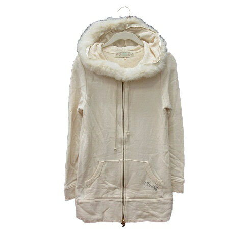 【中古】チェスティ Chesty ジャケット パーカー 刺繍 ラビットファー 長袖 F 白 アイボリー /MS レデ..