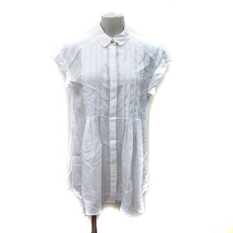 【中古】ドゥヴィネット devinette シャツワンピース ミニ フレンチスリーブ シアー ストライプ 白 ホワイト /YI レディース 【ベクトル 古着】 251020