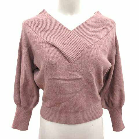 【中古】ダズリン dazzlin ニット セーター Vネック 長袖 F 茶 ピンクベージュ /YK レディース 【ベク..