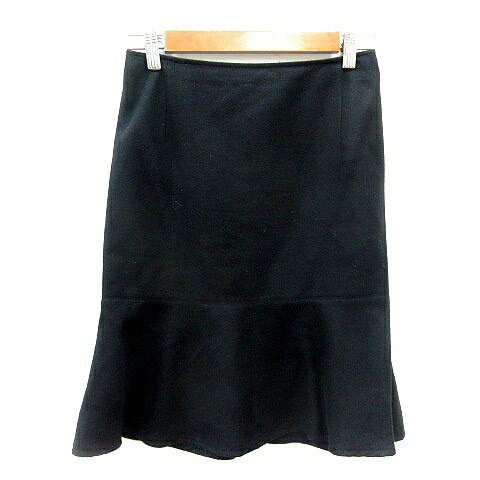 【中古】プライベートレーベル Private label タイトスカート ひざ丈 フリル ウール S 黒 ブラック /MN レディース 【ベクトル 古着】 251024