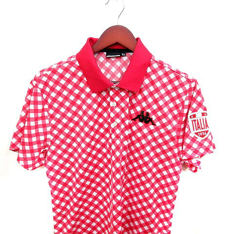 【中古】カッパ kappa ポロシャツ 半袖 チェック LL ピンク /RT メンズ 【ベクトル 古着】 260306
