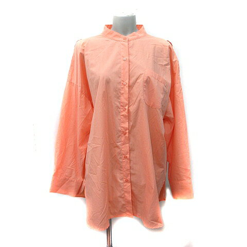 【中古】ミスティック mystic シャツワンピース ミニ バンドカラー カットアウト 長袖 F オレンジ /YI ..