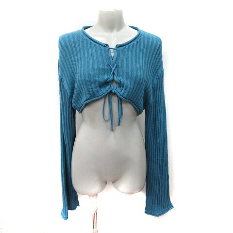 【中古】カスタネ Kastane ニット カットソー 長袖 レースアップ F 紺 ネイビー /YI ●RY レディース 【..