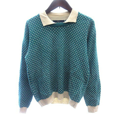 【中古】カスタネ Kastane ニット セーター 総柄 長袖 F 緑 グリーン /AU レディース 【ベクトル 古着】 251105