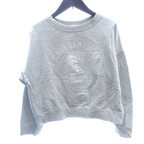 【中古】マカフィー MACPHEE トゥモローランド トレーナー スウェット プリント 長袖 S グレー /AU レ..