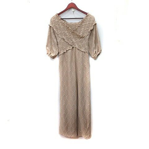 【中古】ナチュラルクチュール natural couture パンツ オールインワン サロペット 刺繍 シャーリング M ベージュ /YI レディース 【ベクトル 古着】 251127