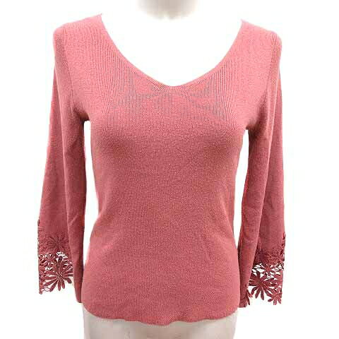 【中古】プロポーション ボディドレッシング PROPORTION BODY DRESSING ニット カットソー Vネック レース 長袖 2 S ピンク /YK レディース 【ベクトル 古着】 260208