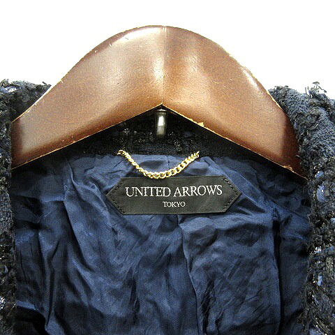 ブランド古着ベクトルプレミアム店の【中古】ユナイテッドアローズ UNITED ARROWS セットアップ 上下 ジャケット 総裏地 千鳥格子 ツイード タイトスカート ひざ丈 ラメ 40 紺 ネイビー /MN レディース 【ベクトル 古着】 260218｜アングル3
