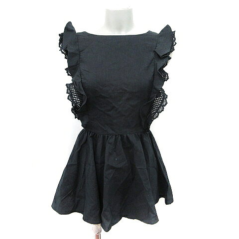 Tunics - 【中古】スナイデル SNIDEL チュニック ノースリーブ かぎ編み 麻混 リネン混 F 黒 ブラック /YI レディース 【ベクトル 古着】 260306