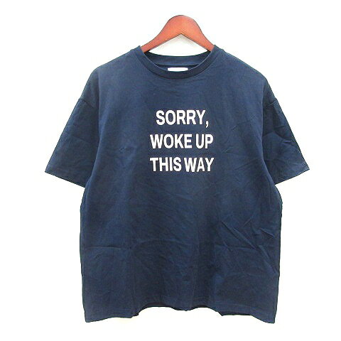 【中古】レイジースタイルズ LAZY STYLES カットソー Tシャツ クルーネック プリント 半袖 F 紺 ネイビー /MN メンズ 【ベクトル 古着】 260312