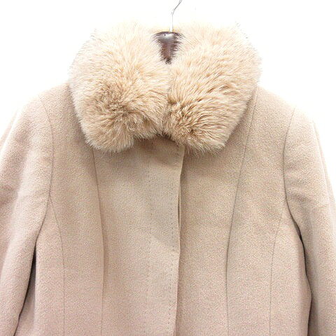【中古】ポールスチュアート PAUL STUART ステンカラーコート 総裏地 フォックスファー アンゴラ 6 M ベージュ /MN レディース 【ベクトル 古着】 260325 3