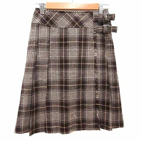乐天商城 - 【中古】コムサイズム COMME CA ISM プリーツスカート ひざ丈 チェック ウール S 茶 ブラウン ベージュ /YK レディース 【ベクトル 古着】 260331