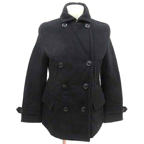 ブロードゥリー&コー Broderie&Co ナノユニバース ピーコート Pコート 総裏地 ウール 38 M 黒 ブラック /YK レディース  260414