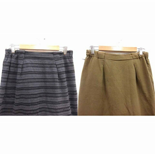 【中古】グローバルワーク GLOBAL WORK タイトスカート ひざ丈 リバーシブル ボーダー L 紫 パープル 黒 ブラック ベージュ /YK レディース 【ベクトル 古着】 260421 vectorpremium-19064915 ブランド古着ベクトルプレミアム店 サンプル画像2