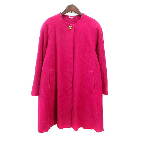 ソレルフォンタナ Sorelle Fontana ノーカラーコート 総裏地 ウール カシミヤ混 9R M ピンク /MN レディース  260518