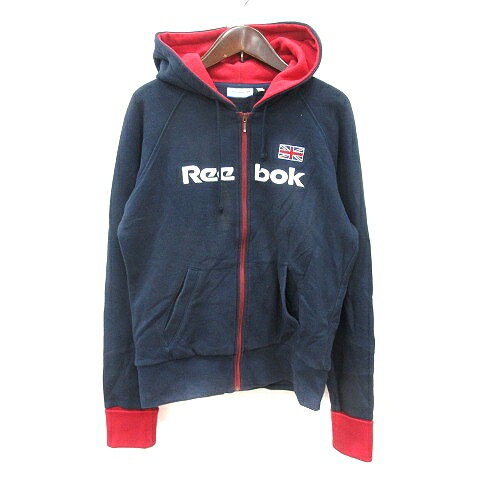 【中古】リーボック Reebok パーカー ジップアップ 刺繍 スウェット地 M 紺 ネイビー /MN メンズ 【ベクトル 古着】 260522