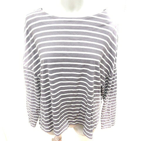【中古】ナノユニバース nano universe Tシャツ カットソー Uネック 長袖 ボーダー F チャコールグレー 白 ホワイト /RT レディース 【ベクトル 古着】 260611 vectorpremium-19218597 ブランド古着ベクトルプレミアム店 パッケージ画像