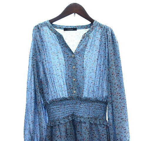 ブランド古着ベクトルプレミアム店の【中古】ダブルクローゼット w closet シャツワンピース マキシ ロング 花柄 長袖 F 水色 ライトブルー /AU レディース 【ベクトル 古着】 260724｜アングル3