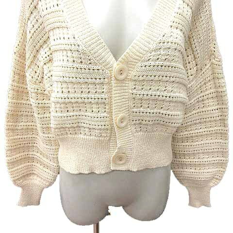 【中古】ロペピクニック ROPE Picnic カーディガン ニット Vネック 透かし編み 長袖 38 M ベージュ /YK レディース 【ベクトル 古着】 260727 vectorpremium-19321622 ブランド古着ベクトルプレミアム店 サンプル画像3