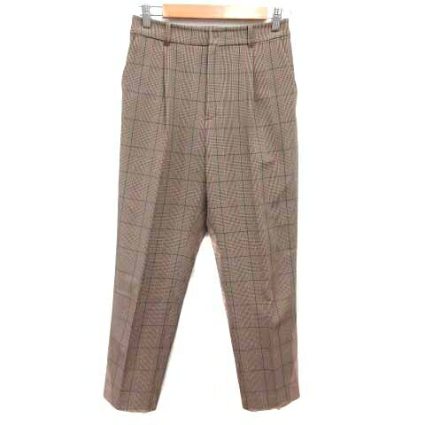 【中古】ミッシェルクラン MICHEL KLEIN スラックスパンツ グレンチェック 38 M 茶 ブラウン /YK レディース 【ベクトル 古着】 260814