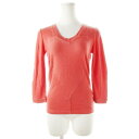 【中古】キャシャレル cacharel カットソー ニットソー Vネック 七分袖 ウール混 ハート 0 ピンク /CK11 レディース 【ベクトル 古着】 240801(4)