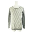 【中古】ナチュラルビューティーベーシック NATURAL BEAUTY BASIC ニット セーター ラウンドネック 長袖 ウール混 切替 レース M グレー ...