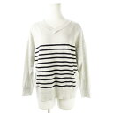 【中古】ショコラフィネローブ chocol raffine robe ニット セーター Vネック 長袖 切替 ボーダー F グレー /CK7 レディース 【ベク...