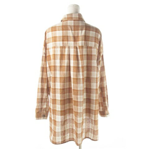 【中古】アルシーヴ archives チュニック シャツ 長袖 オーバーサイズ チェック ポケット M 茶 ブラウン /AO18 レディース 【ベクトル 古着】 250303