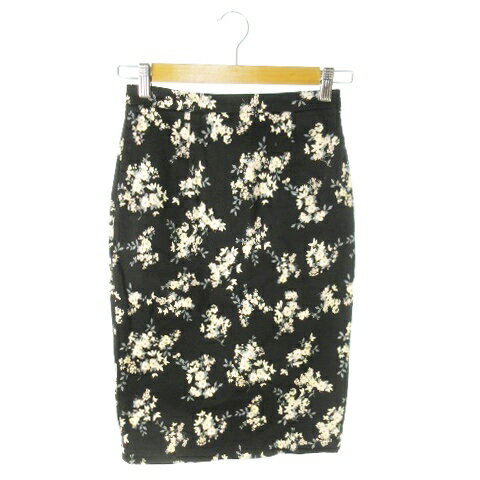 【中古】シェル cher blanca's closet by cher スカート タイト ひざ丈 ストレッチ 花柄 S 黒 ブラック /AO24 レディース 【ベクトル 古着】 250219