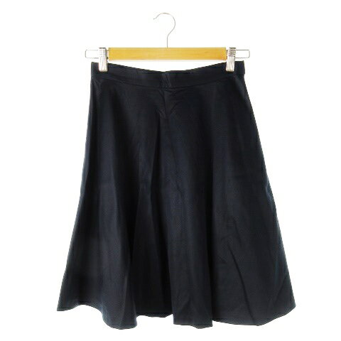 【中古】ドゥーズィエムクラス DEUXIEME CLASSE スカート フレア ひざ丈 ツヤ感 光沢感 コットン なめらか 36 濃紺 ダークネイビー /CK28 レディース 【ベクトル 古着】 241227(4)