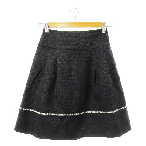 【中古】ウィルセレクション WILLSELECTION スカート ツイード フレア ひざ丈 シルク混 絹混 レース 切替 ラメ 黒 ブラック /CK30 レディース 【ベクトル 古着】 250219