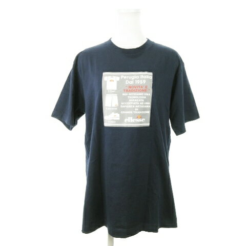 【中古】エレッセ ellesse Tシャツ カットソー クルーネック 半袖 プリント ロゴ L 紺 ネイビー /AH16 レディース 【ベクトル 古着】 240902 【中古】エレッセ ellesse Tシャツ カットソー クルーネック 半袖 プリント ロゴ L 紺 ネイビー /AH16 レディース 【ベクトル 古着】 240902