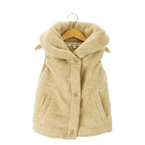 【中古】グローバルワーク GLOBAL WORK ジャケット ベスト ボア 中綿 ボリュームネック 防寒 キッズ ベビー 女の子 S ベージュ /AH1 キッズ 【ベクトル 古着】 241001