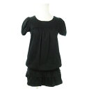 【中古】ジルスチュアート JILL STUART チュニック カットソー ブラウジング ラウンドネック 半袖 コットン レース ティアード 小さいサイズ 0 黒 ブラック /AO4 レディース 【ベクトル 古着】 240902
