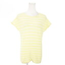 【中古】B&Y ユナイテッドアローズ BEAUTY&YOUTH ビューティー&ユース カットソー ラウンドネック 半袖 ストレッチ 鹿の子 切替 ボーダー 総柄 清涼感 黄 イエロー /AO7 レディース 【ベクトル 古着】 240903(4)