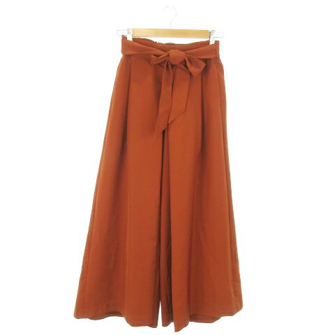 【中古】ナノユニバース nano universe パンツ ワイド タック ハイウエスト ストレッチ リボン きれいめ F 茶 ブラウン /AO11 レディース 【ベクトル 古着】 250828