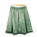 【中古】ジルスチュアート JILL STUART スカート ボックスプリーツ フレア ひざ丈 オーガンジー シアー サテン 光沢感 ドレッシー 2 緑 グリーン /CK31 ☆ レディース 【ベクトル 古着】 240625