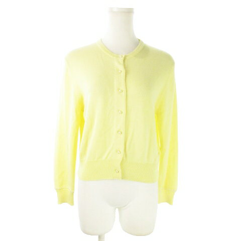 【中古】ストロベリーフィールズ STRAWBERRY-FIELDS カーディガン ニット ラウンドネック 長袖 ストレッチ パールボタン きれいめ 黄 イエロー /AO15 レディース 【ベクトル 古着】 240822